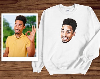 Custom Photo Sweatshirt: Personalized Sketch Drawing, Unisex Fit
