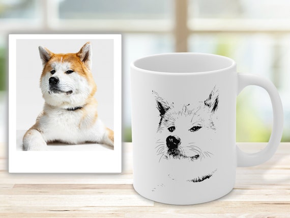 Dog face on mug discount