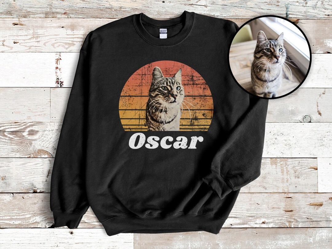 Custom Vintage Cat Sweatshirt, Custom Cat Sweatshirt, Custom Pet Photo