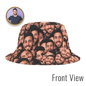 Custom Bucket Hat with Face Photo Pattern, Personalized Summer Fishing or Bachelor Party Hat, Birthday Gift, Gift for Boyfriend & Girlfriend
