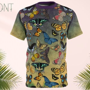 Butterflies Shirt, Vintage Butterfly Shirt, Butterfly Top, Butterfly T-Shirt, Insect Shirt, Botanical Shirt, All Over Print Tee, Unisex Tee