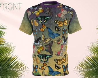 Vintage Butterfly All Over Print T-Shirt - Unisex Botanical Tee