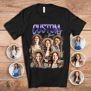 Custom Photo Shirt Personalized - Vintage Birthday Gift Tee with Picture, Couples Matching Shirts, Custom Bootleg Shirt, Family Anniversary