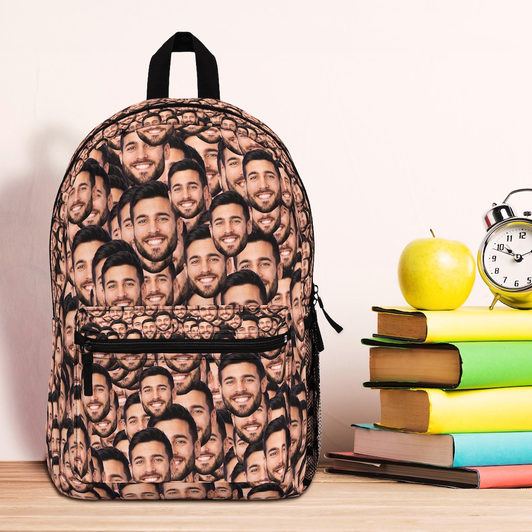 Custom Face Photo Pattern Backpack: Personalized School Bag or Gym ...