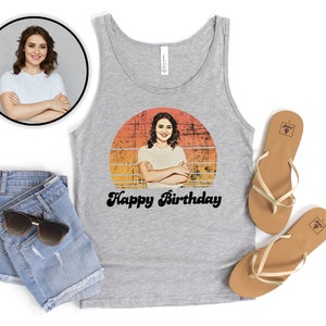 Personalizowany top ze zdjęciem, personalizowany T-shirt, vintage'owy top, unisexowy top, spersonalizowany prezent, top na wieczór panieński, top urodzinowy, zdjęcie twarzy zdjęcie 3