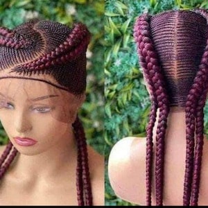 African Smoke braids wigs for black women, Full lace wigs, braided wig,Ghana braids, Cornrows, lemonade twist, black women braids, afrobraid