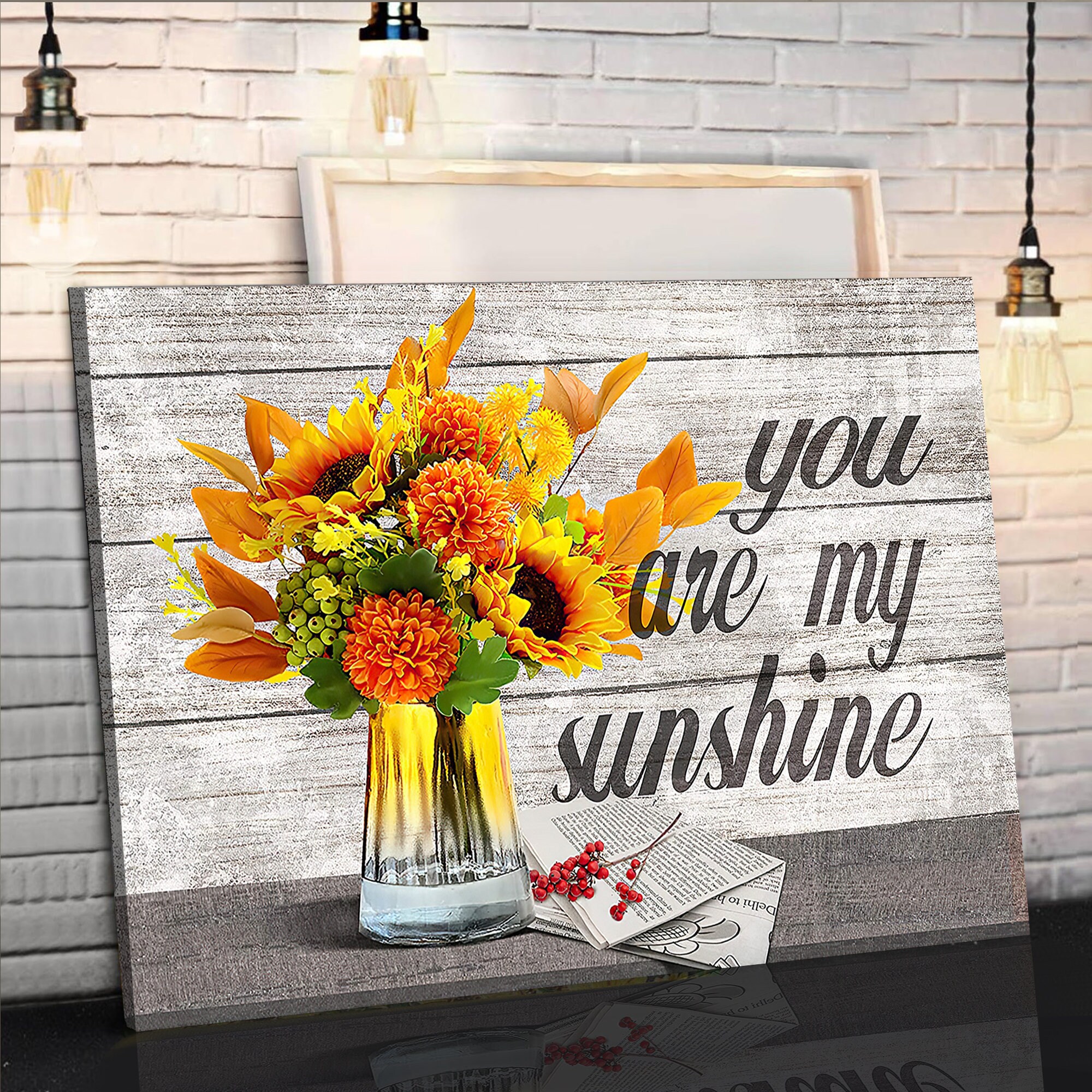 You Are My Sunshine Canvas Art Sunflower Wall Art Floral Etsy