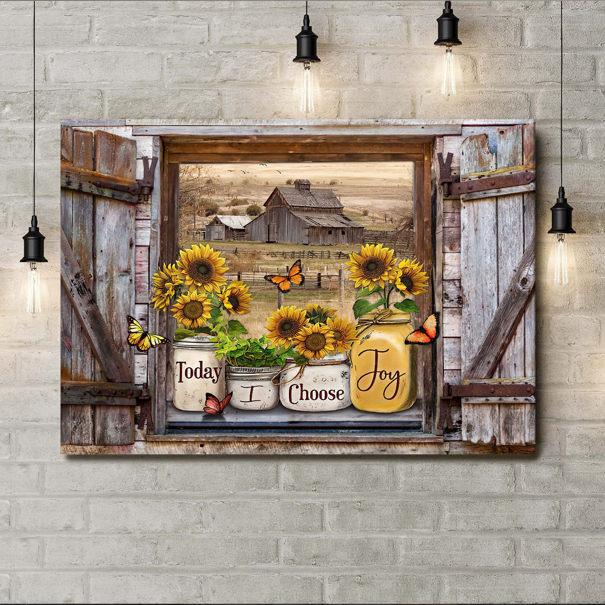 Sunflower In Mason Jar Wall Art Today I Choose Joy Poster Etsy