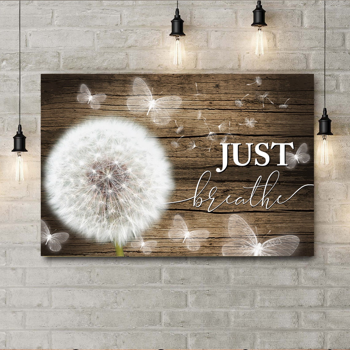 Just Breathe Dandelion Canvas Dandelion Meditation Wall Etsy