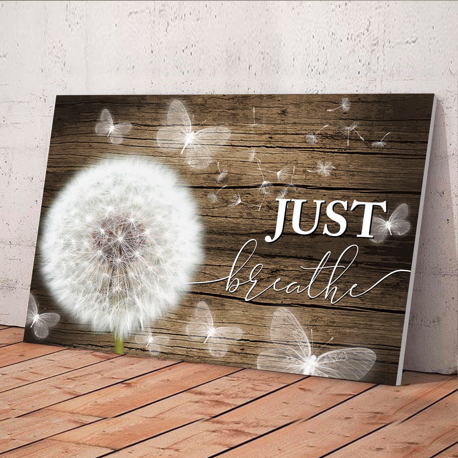 Just Breathe Dandelion Canvas Dandelion Meditation Wall Etsy