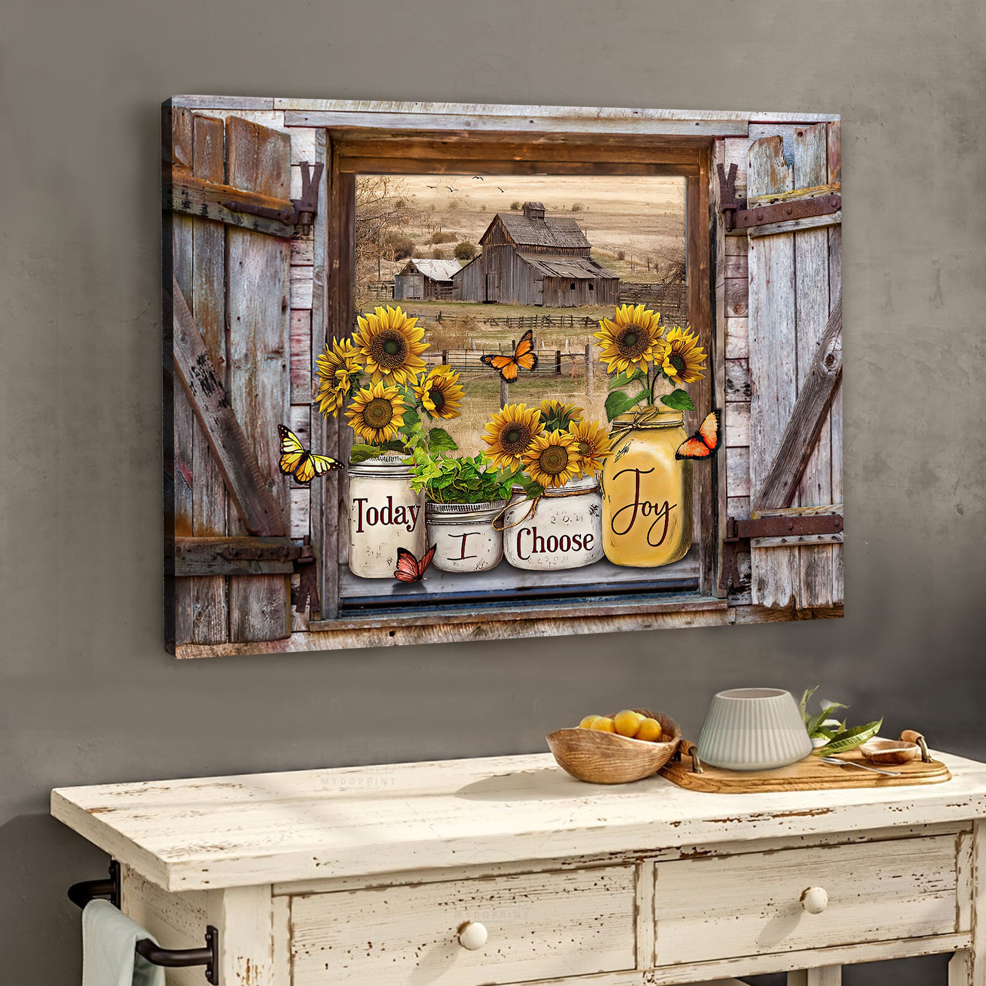 Sunflower In Mason Jar Wall Art Today I Choose Joy Poster Etsy