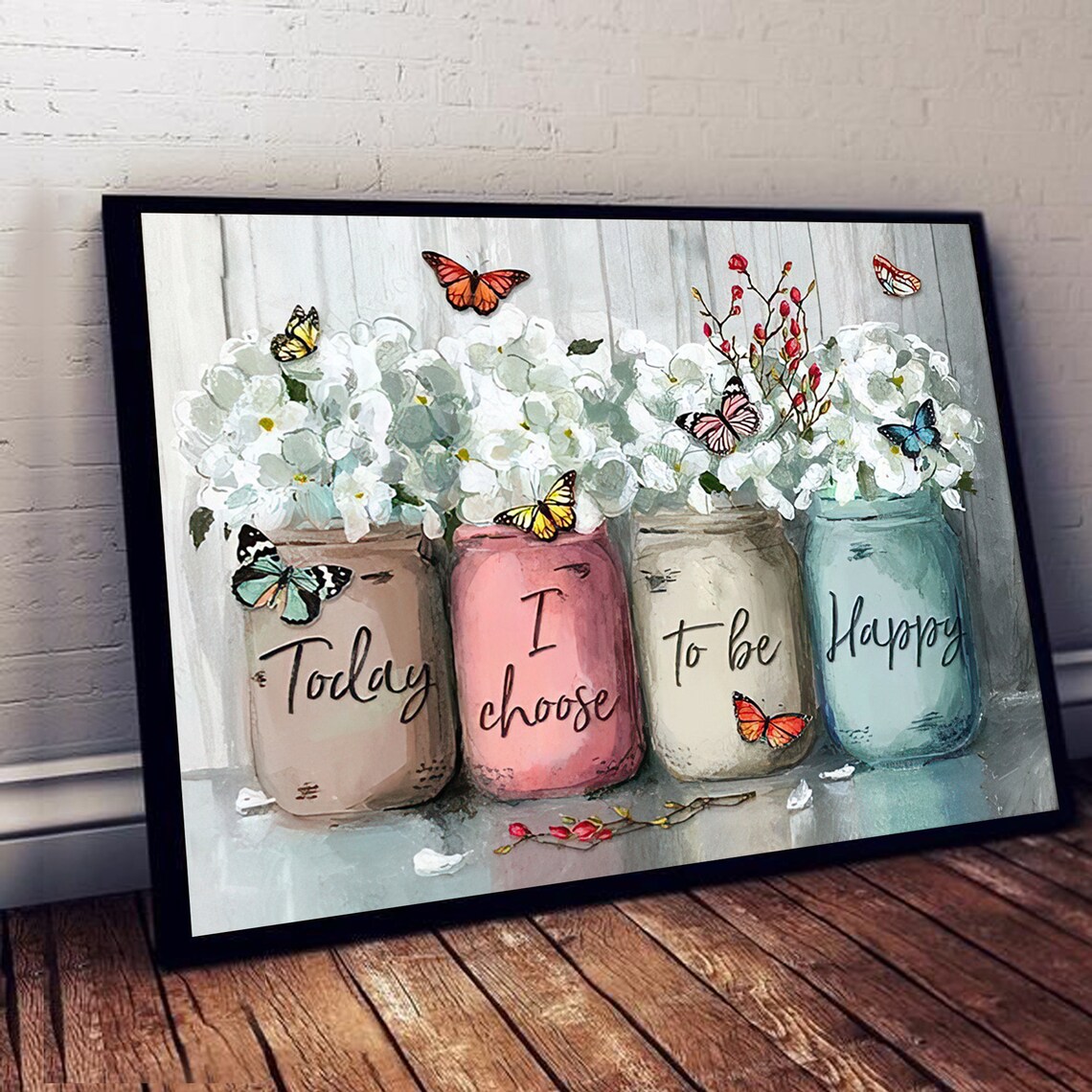 Today I Choose To Be Happy Wall Art Inspirational Quote Home Etsy