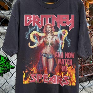 Britney Spears Snake Graphic Tee: Retro Metal Band Style