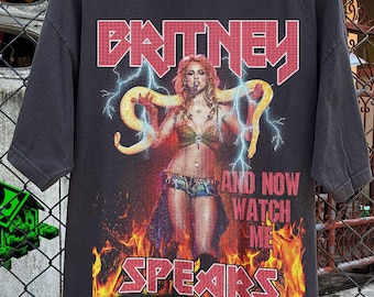 Britney Spears Snake Graphic Tee: Retro Metal Band Style