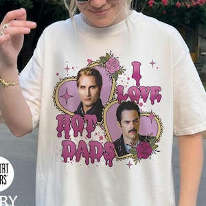 Vintage T-shirt met grafische print "I Love Hot Dads", Twilight Dads-shirt, Carlisle Cullen Charlie Swan-sweatshirt, Y2K Comfort Colors® retro filmfan cadeau