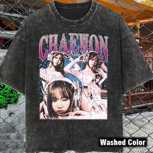 CHAEWON Washed Vintage Kpop Shirt - Retro Korean Idol Graphic Tee - Kim Chaewon Oversized T-Shirt - Kpop Girlband Merch Aesthetic Unisex