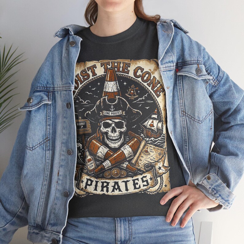 Koszulka z grafiką Vintage Hoist The Cone Pirates Skull, styl bootleg z lat 90., oversize'owa czarna odzież uliczna zdjęcie 13
