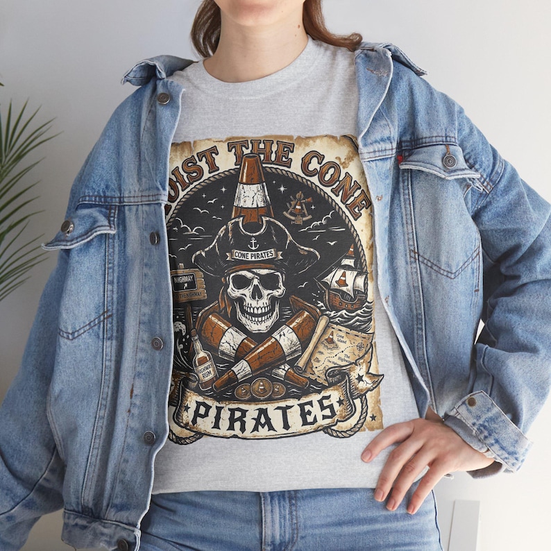 Koszulka z grafiką Vintage Hoist The Cone Pirates Skull, styl bootleg z lat 90., oversize'owa czarna odzież uliczna zdjęcie 6
