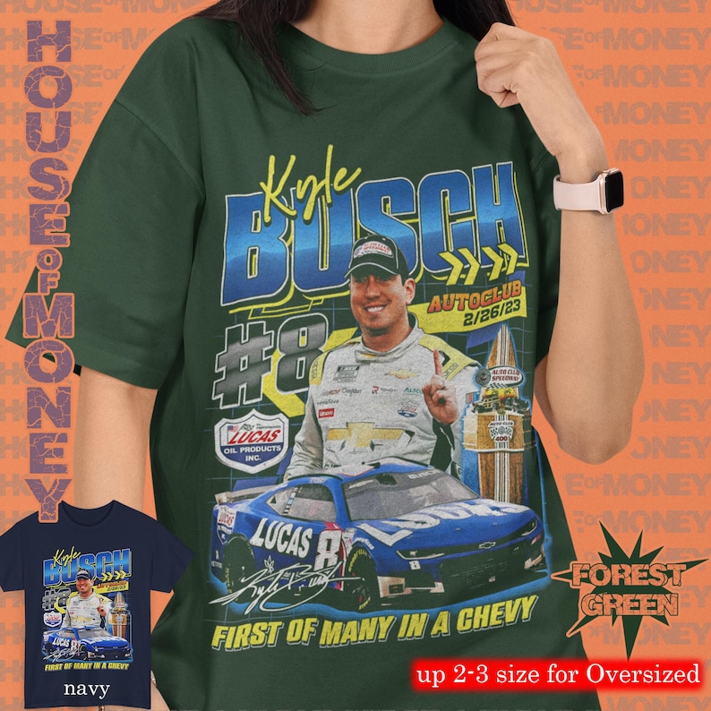 カイル・ブッシュ NASCAR Tシャツ：レーシングファンへのギフトTシャツ 画像 9