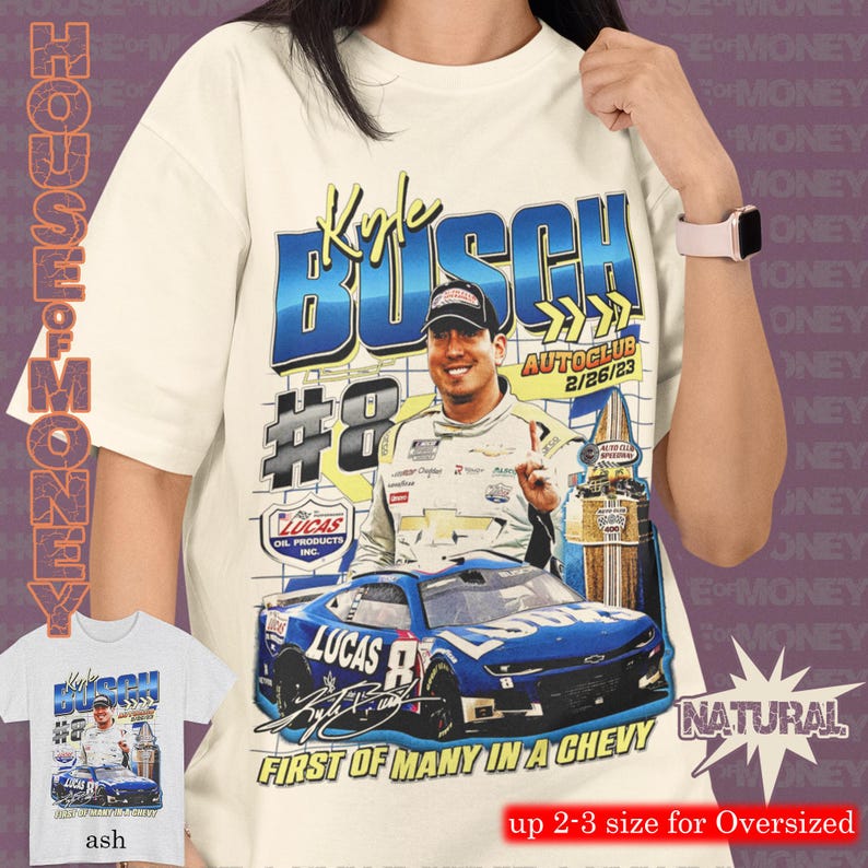 カイル・ブッシュ NASCAR Tシャツ：レーシングファンへのギフトTシャツ 画像 3