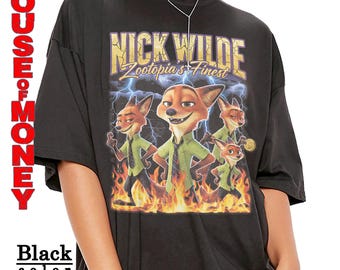 Nick Wilde Shirt, Vintage 90s Bootleg Rap Tee, Zootopia Fox T-Shirt, Retro Movie Merch, Funny Streetwear Graphic Tee, Gift for Him