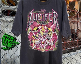 Camiseta retro de Lucifer Hazbin Hotel con personajes - Regalo para fans