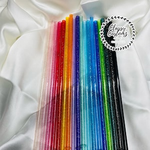 Glitter Acrylic Reusable Straws - 11 Inch