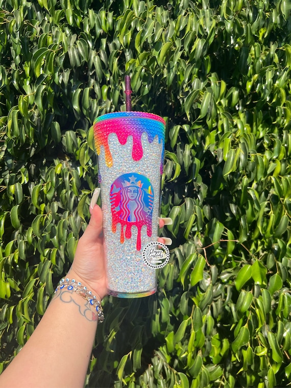 Rainbow drip rhinestone tumbler | Rainbow  Rhinestone Tumbler | Rhinestone Tumbler | Drip Tumbler