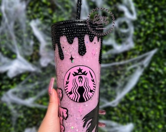 Ghostly Glitter Snow Globe Tumbler: 24oz Acrylic Cup