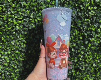 Carl & Ellie Snow Globe Tumbler: UP Inspired Glitter Tumbler (24 oz)