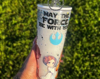 Galaxy Snow Globe Tumbler: Glitter Acrylic Tumbler (24 oz)