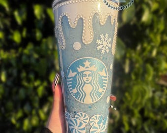 Mouse Snow Globe Tumbler: Christmas Glitter Acrylic Cup