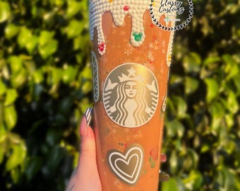 Gingerbread Man Snow Globe Tumbler - Christmas Acrylic Tumbler