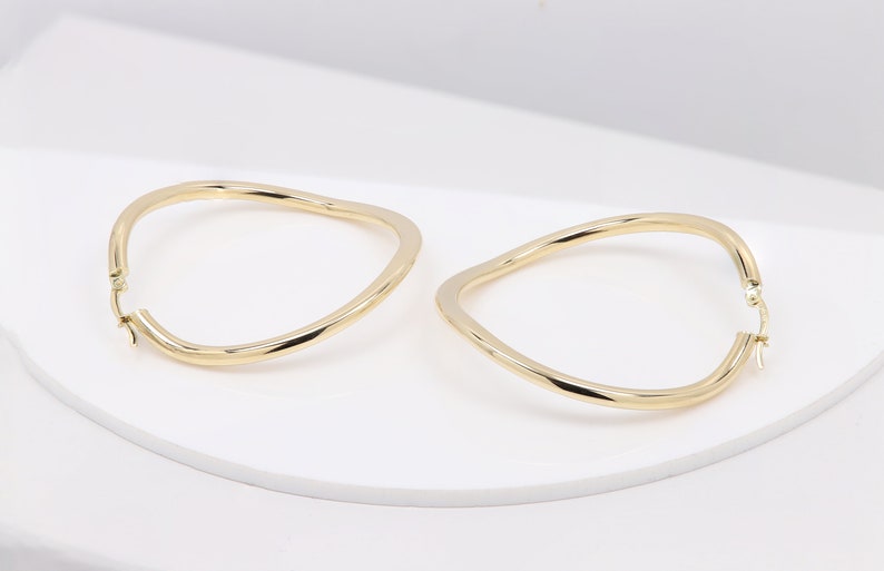 Real 14k Italian Gold Hoop Earrings 1.75' Inch Swirl Design 1.75 Inch ...