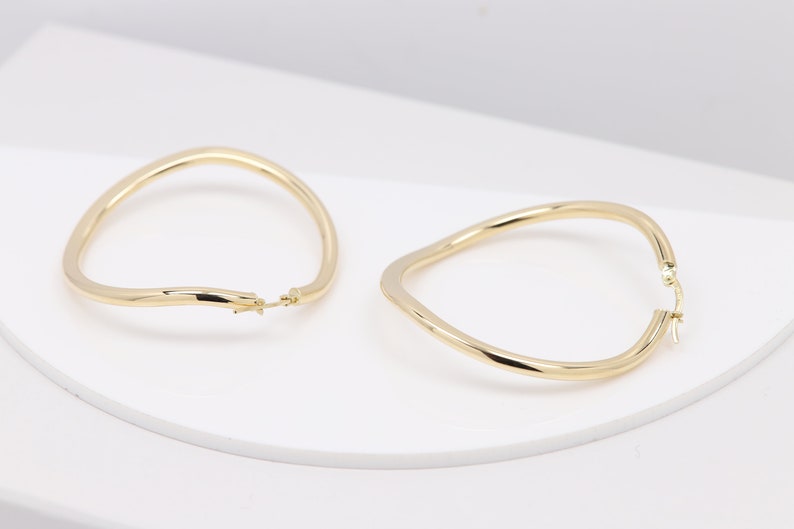 Real 14k Italian Gold Hoop Earrings 1.75' Inch Swirl Design 1.75 Inch ...