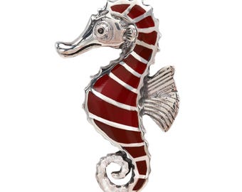 Colgante grande de caballito de mar en plata Joyas de vida marina