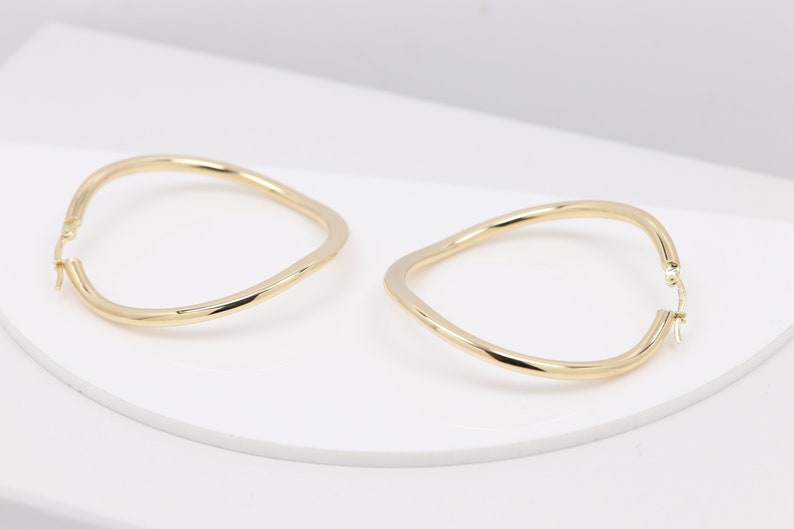 Real 14k Italian Gold Hoop Earrings 1.75' Inch Swirl Design 1.75 Inch ...