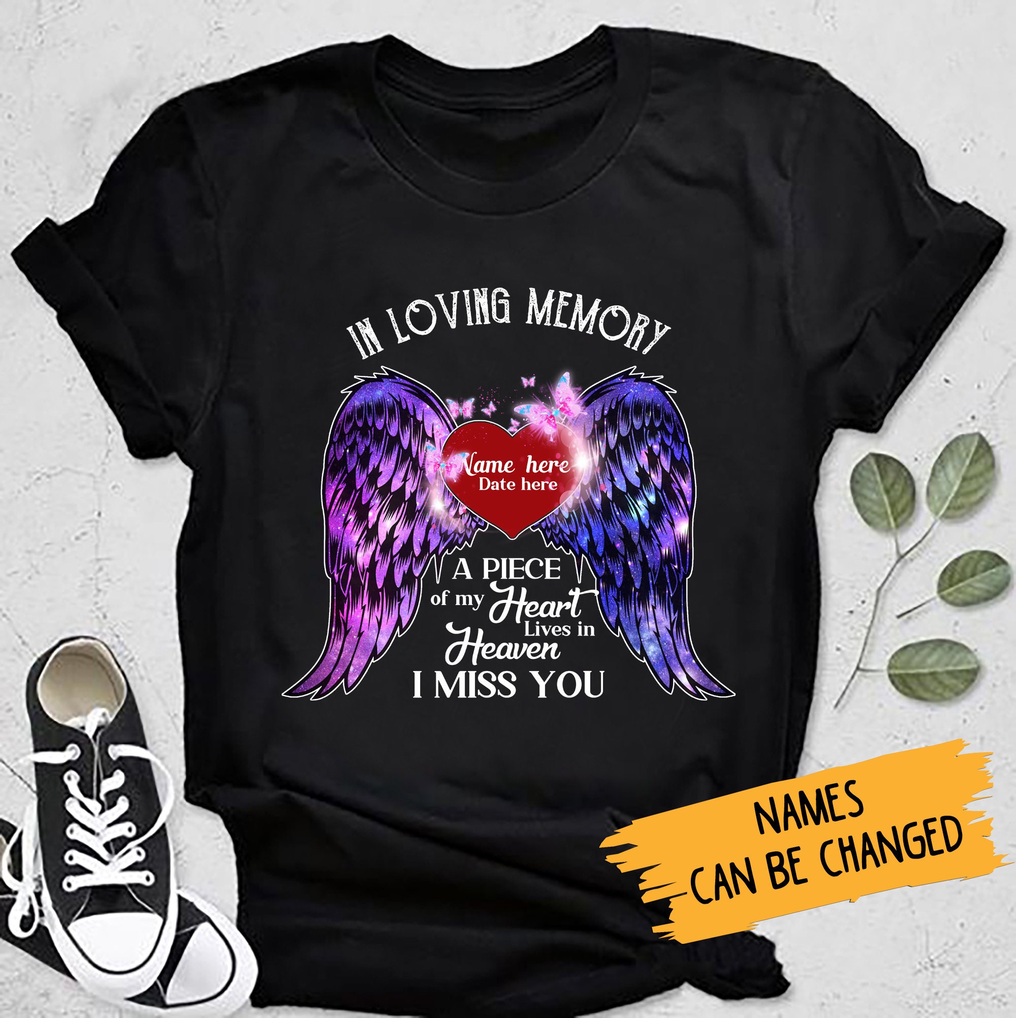 DH Angel Wings In Loving Memory Shirt Personalized Shirt A | Etsy