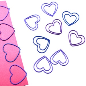 CLOSING DOWN!! 50 Heart Paper Clips, small heart paperclips in purple and blue