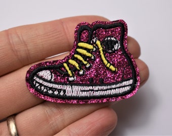 CLOSING DOWN!! Glitter trainer clothing patch or applique, cute retro clothing patch