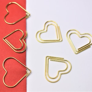 6 Heart Shaped Paper Clips, Golden Paper Clips or Bookmarks -  Denmark