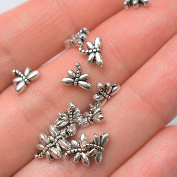 CLOSING DOWN!! 50 Dragonfly beads, silver or gold coloured metal