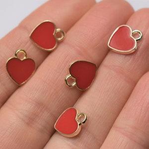 CLOSING DOWN!! 10 Red Enamel Heart Charms