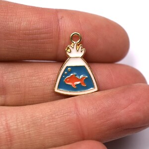 CLOSING DOWN!! 10 Enamel Goldfish charms, earring charms or pendants