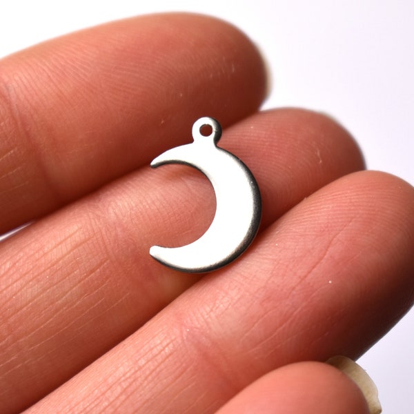 CLOSING DOWN!! 20 Steel Moon Charms, earring charms or pendants