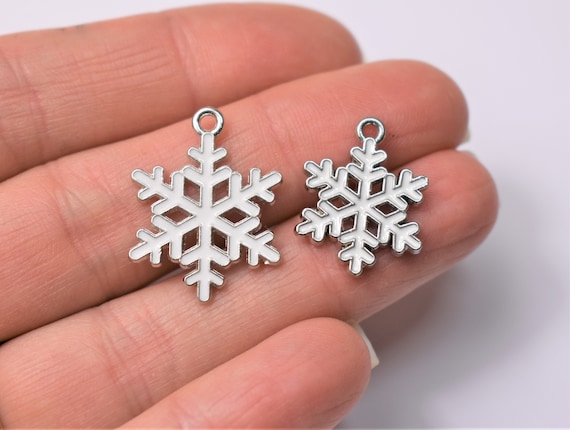 10 Snowflake Charms, Enamel Christmas Earring Charms or Pendants, Wine  Glass Charms, Choice of Sizes 
