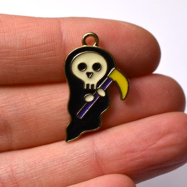 CLOSING DOWN!! 10 Grim Reaper charms, Enamel Death charms, Halloween charms