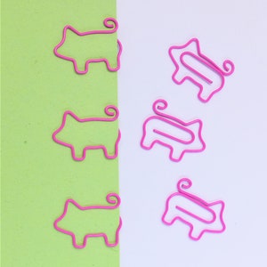 CLOSING DOWN!! 8 pink pig paper clips, fun stationary, pig book marks