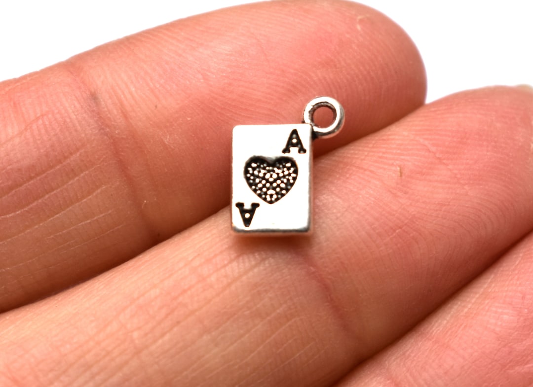 10 Silver Ace of Spades Charms, Small Playing Card Earring Charms or