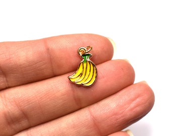 CLOSING DOWN!! 10 Banana Charms, enamel earring charms or pendants